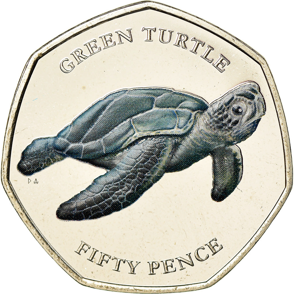 Monnaie, Océan Indien Britannique, 50 Pence, 2019, Tortues - Tortue verte, FDC