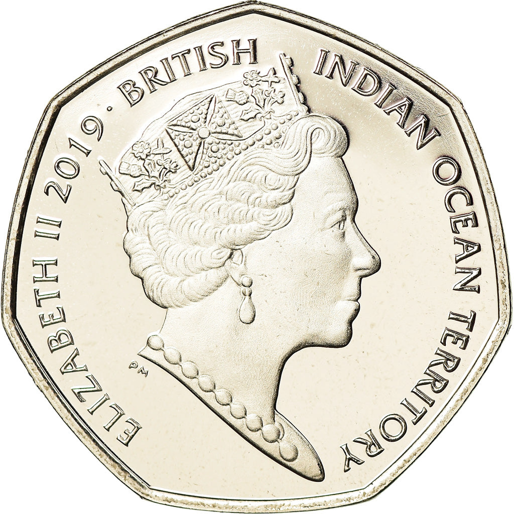 Monnaie, Océan Indien Britannique, 50 Pence, 2019, Tortues - Tortue verte, FDC