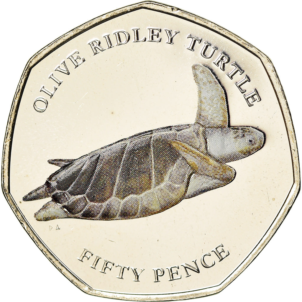 Coin, British Indian Ocean, 50 Pence, 2019, Tortues - Tortue olivâtre