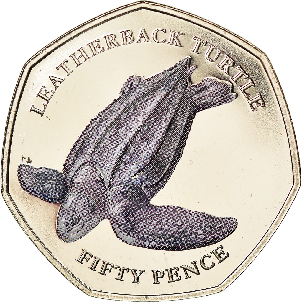Moeda, British Indian Ocean, 50 Pence, 2018, Tortues - Tortue luth, MS(65-70)