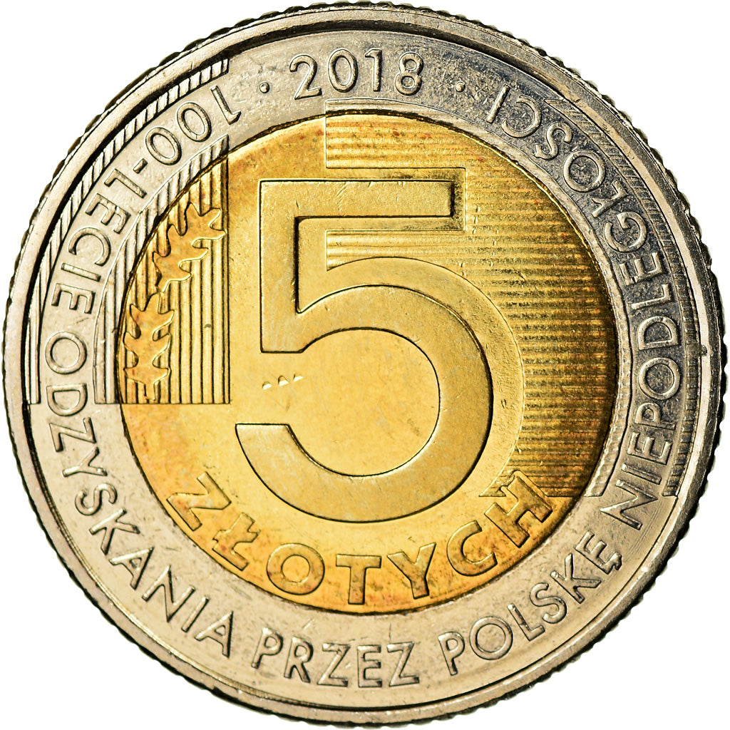 Coin, Poland, 5 Zlotych, 2018, Warsaw, Indépendance de la Pologne, MS(63)