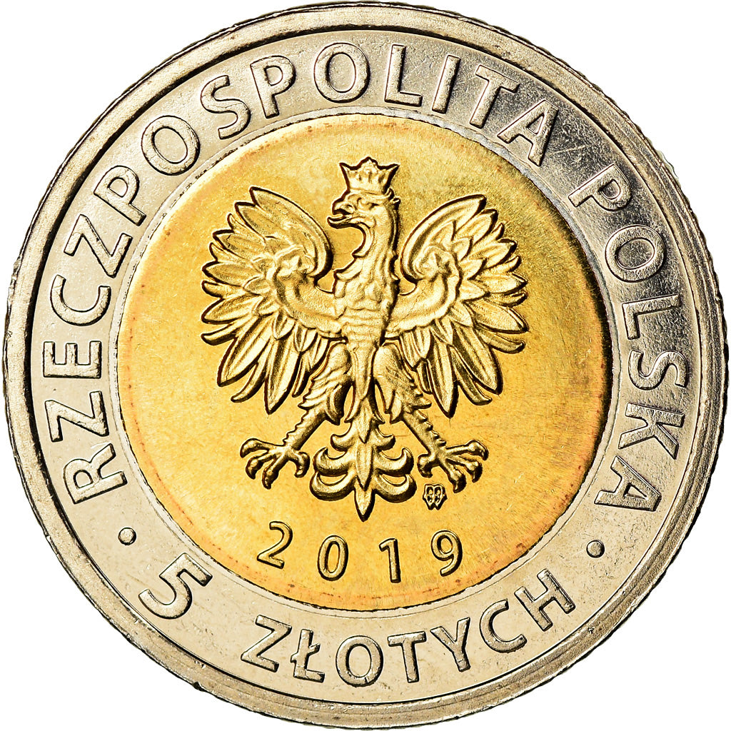 Moeda, Polónia, 5 Zlotych, 2019, Warsaw, Monticule de la Libération, MS(63)