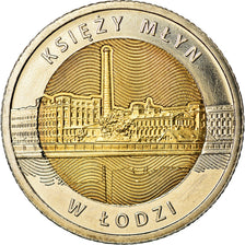 Moeda, Polónia, 5 Zlotych, 2016, Warsaw, Lodz, MS(63), Bimetálico