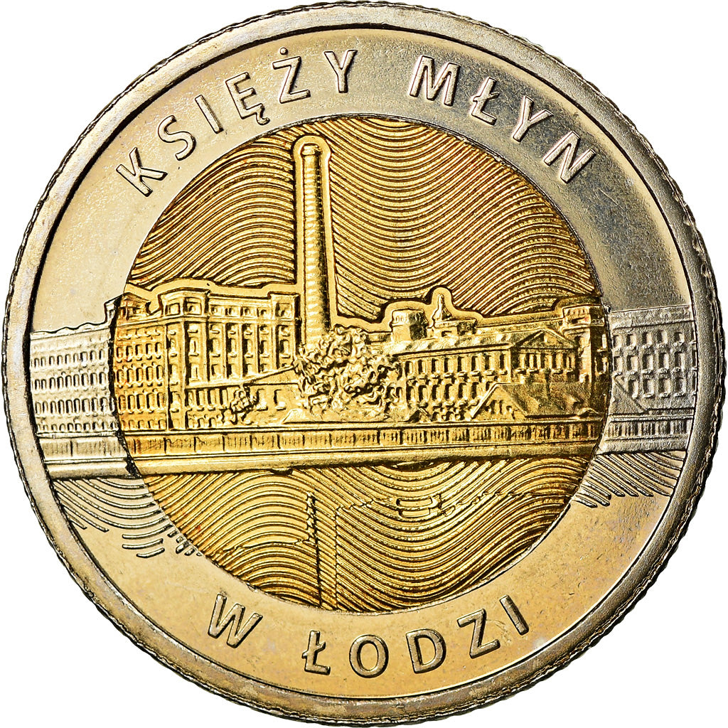 Coin, Poland, 5 Zlotych, 2016, Warsaw, Lodz, MS(63), Bi-Metallic