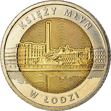 Coin, Poland, 5 Zlotych, 2016, Warsaw, Lodz, MS(63), Bi-Metallic