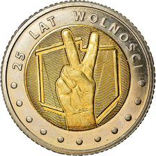 Coin, Poland, 5 Zlotych, 2014, Warsaw, 25 ans de Liberté, MS(63), Bi-Metallic