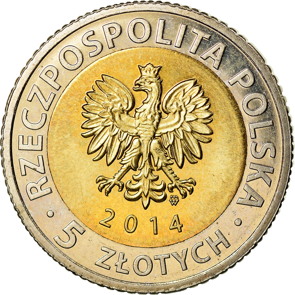 Coin, Poland, 5 Zlotych, 2014, Warsaw, 25 ans de Liberté, MS(63), Bi-Metallic