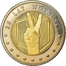 Moneta, Polonia, 5 Zlotych, 2014, Warsaw, 25 ans de Liberté, SPL, Bi-metallico