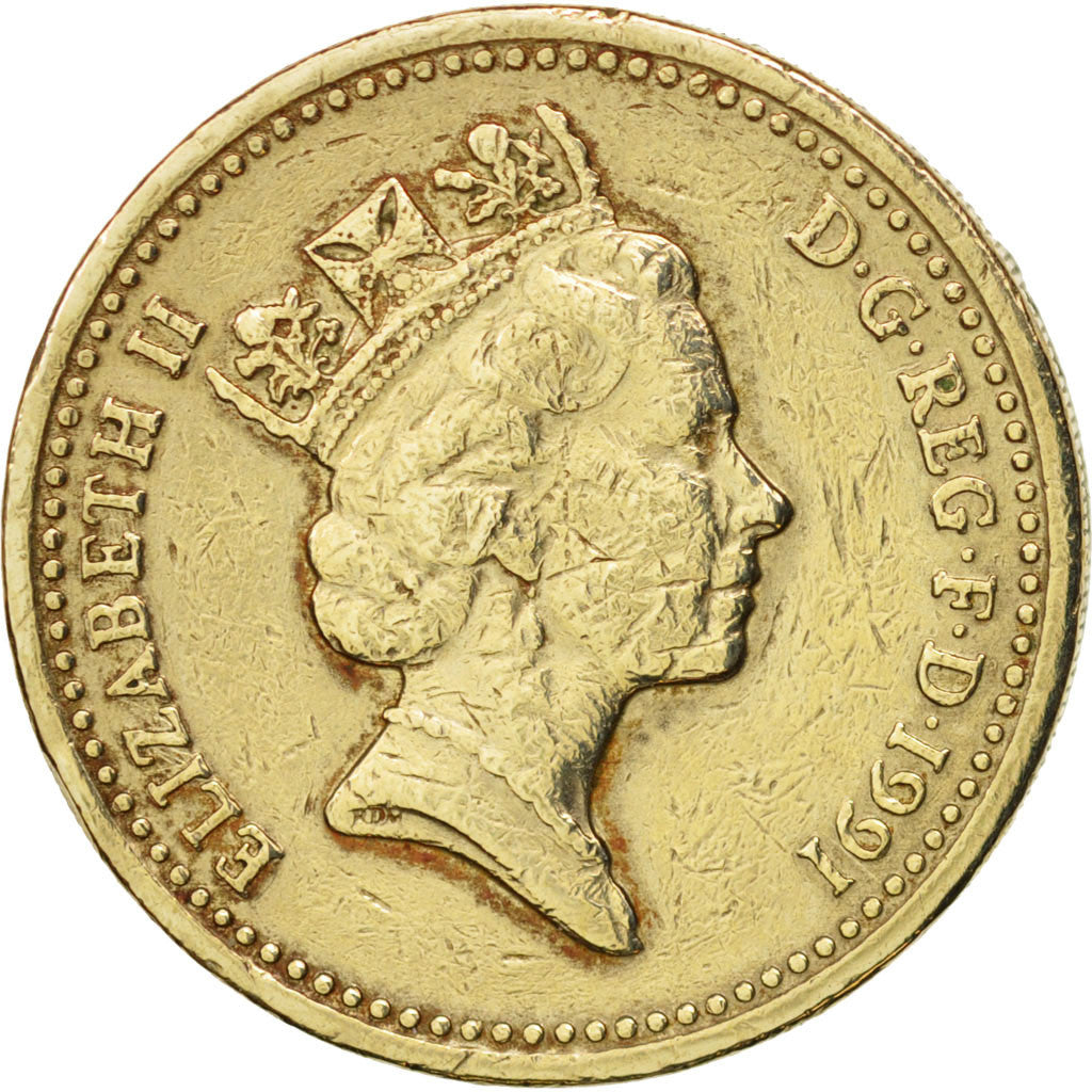 Great Britain, Elizabeth II, Pound, 1991, EF(40-45), Nickel-brass, KM:946