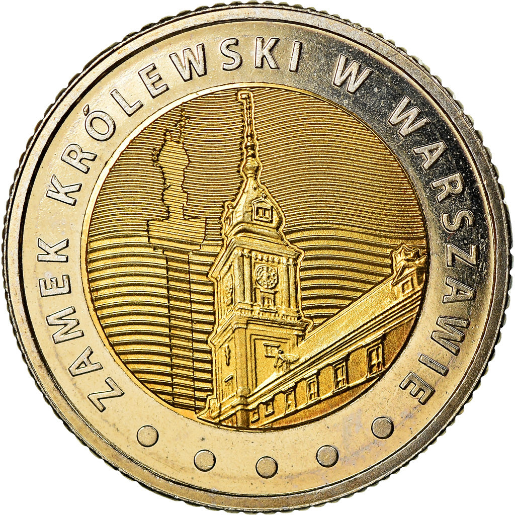 Moneda, Polonia, 5 Zlotych, 2014, Warsaw, Château royal de Varsovie, SC
