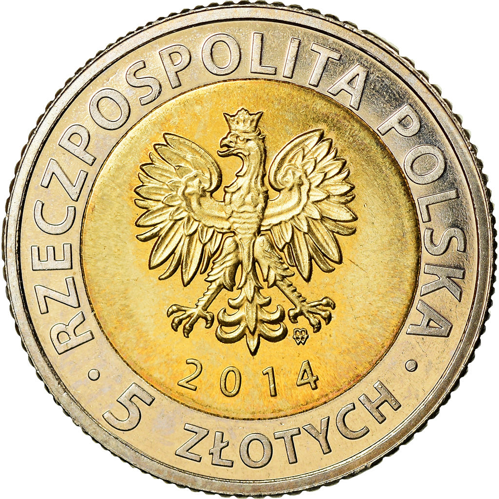 Moneda, Polonia, 5 Zlotych, 2014, Warsaw, Château royal de Varsovie, SC