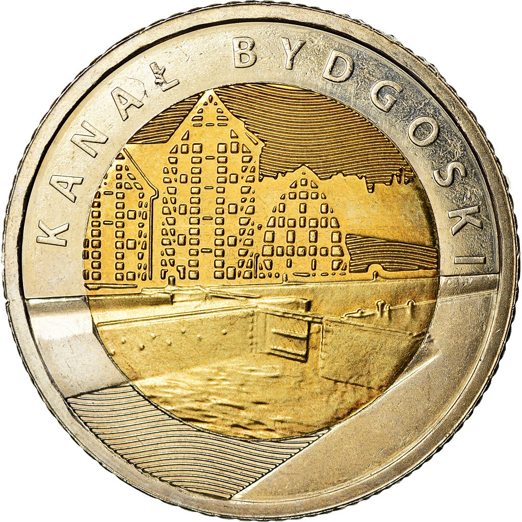 Coin, Poland, 5 Zlotych, 2015, Warsaw, Canal de Bydgoski, MS(63), Bi-Metallic