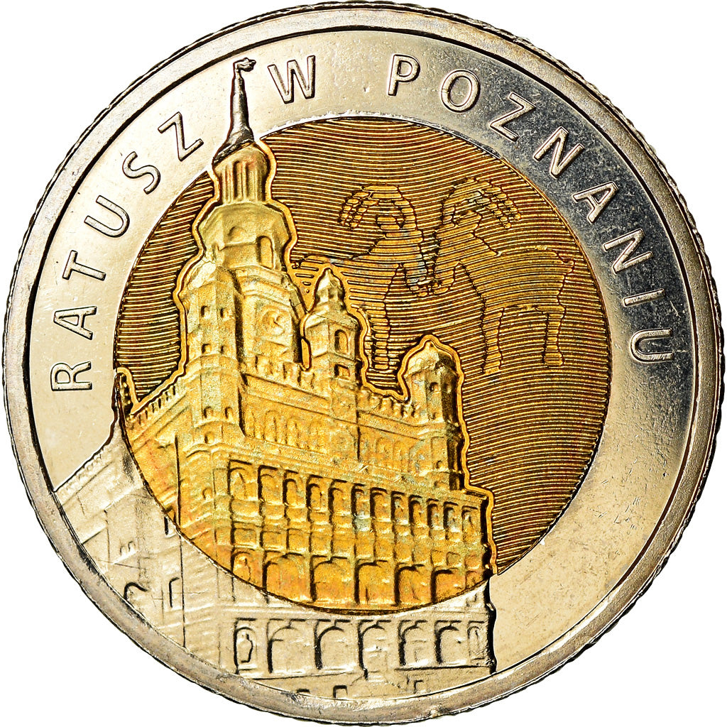 Coin, Poland, 5 Zlotych, 2015, Warsaw, Poznan, MS(63), Bi-Metallic