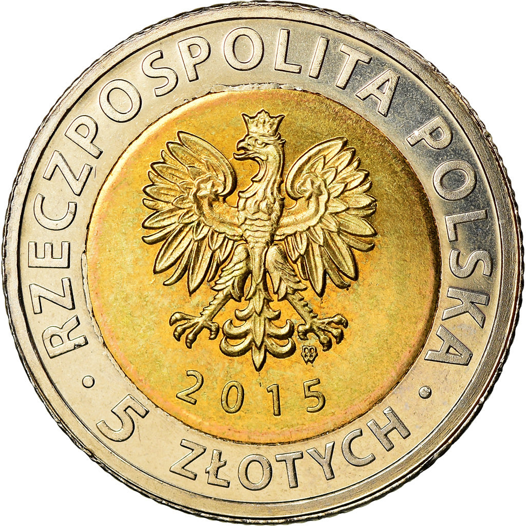Monnaie, Pologne, 5 Zlotych, 2015, Warsaw, Poznan, SPL, Bi-Metallic