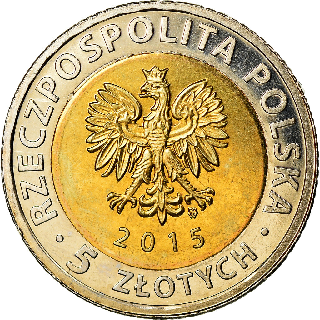 Monnaie, Pologne, 5 Zlotych, 2015, Warsaw, Poznan, SPL, Bi-Metallic