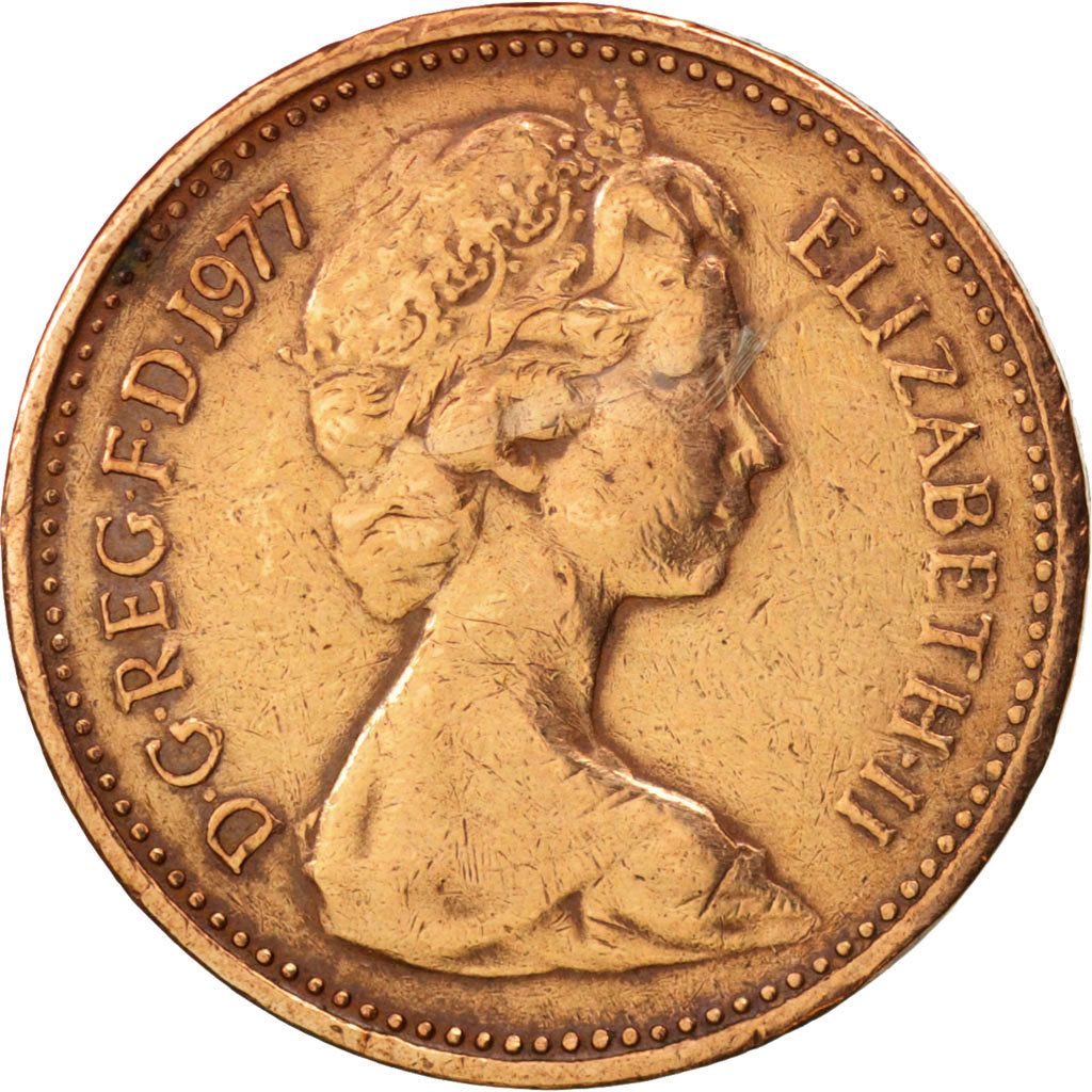 Great Britain, Elizabeth II, 1/2 New Penny, 1977, EF(40-45), Bronze, KM:914
