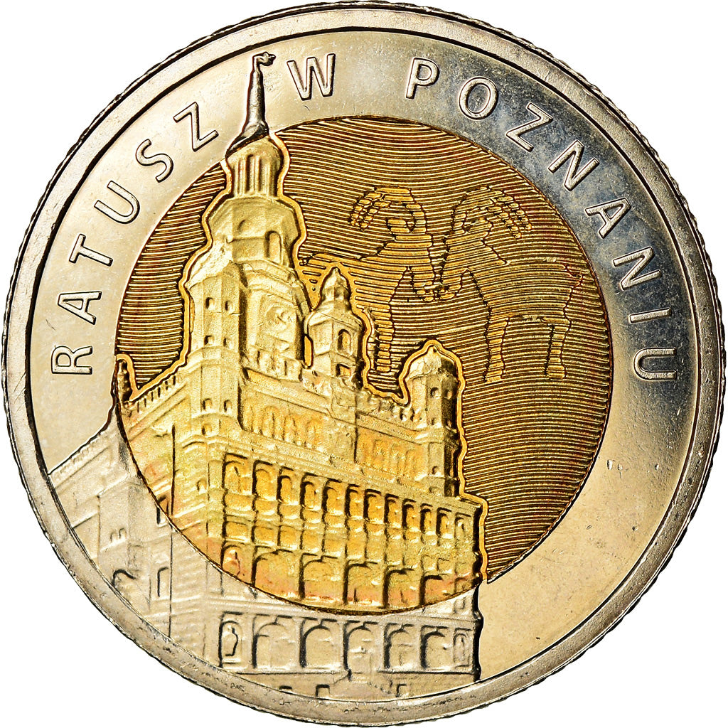 Coin, Poland, 5 Zlotych, 2015, Warsaw, Poznan, MS(63), Bi-Metallic