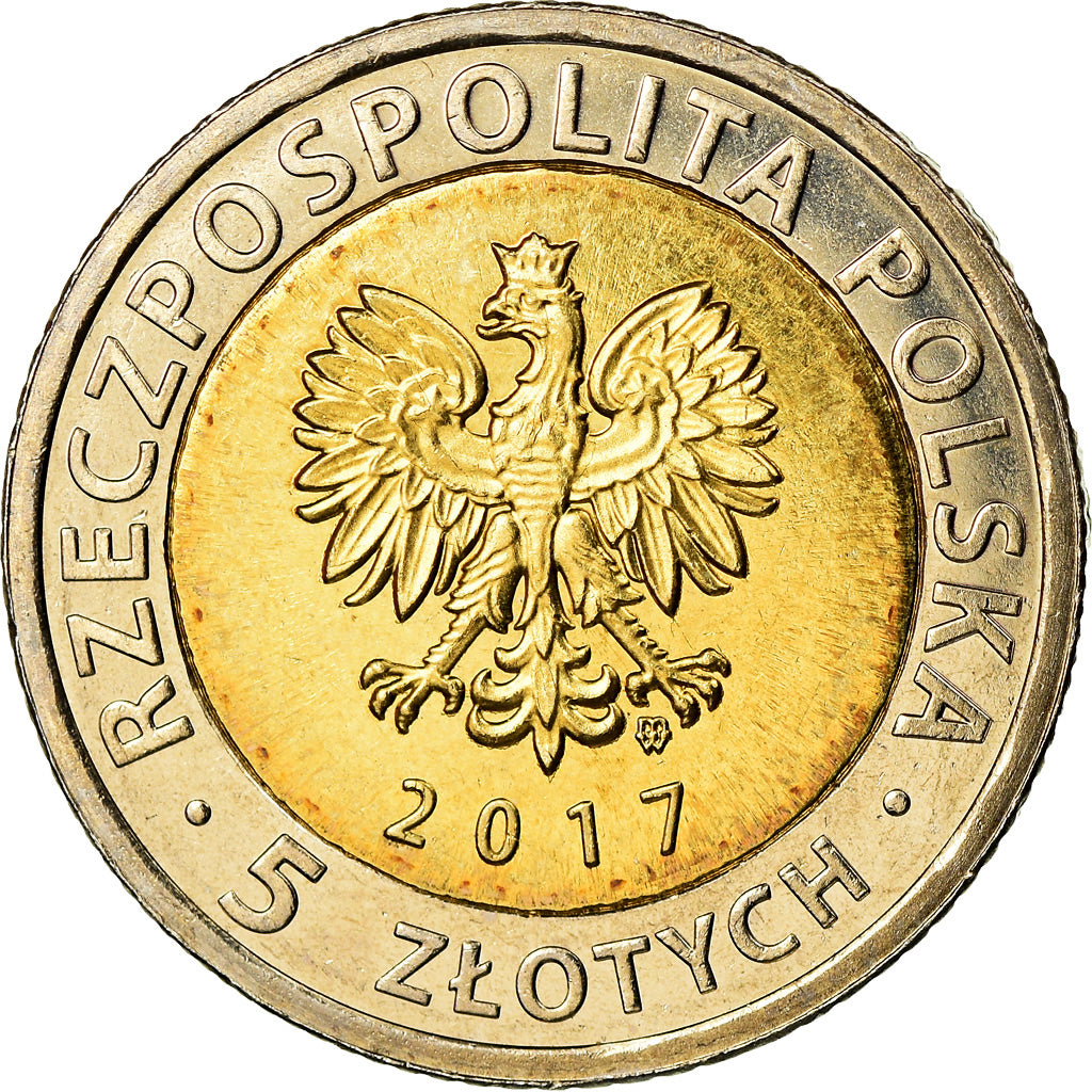 Coin, Poland, 5 Zlotych, 2017, Warsaw, Région industrielle, MS(63), Bi-Metallic