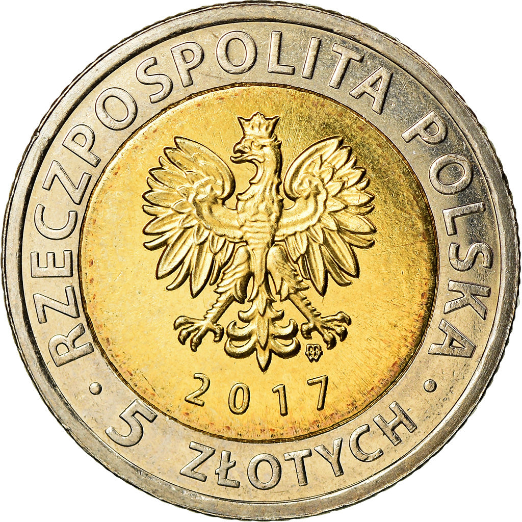 Coin, Poland, 5 Zlotych, 2017, Warsaw, Région industrielle, MS(63), Bi-Metallic