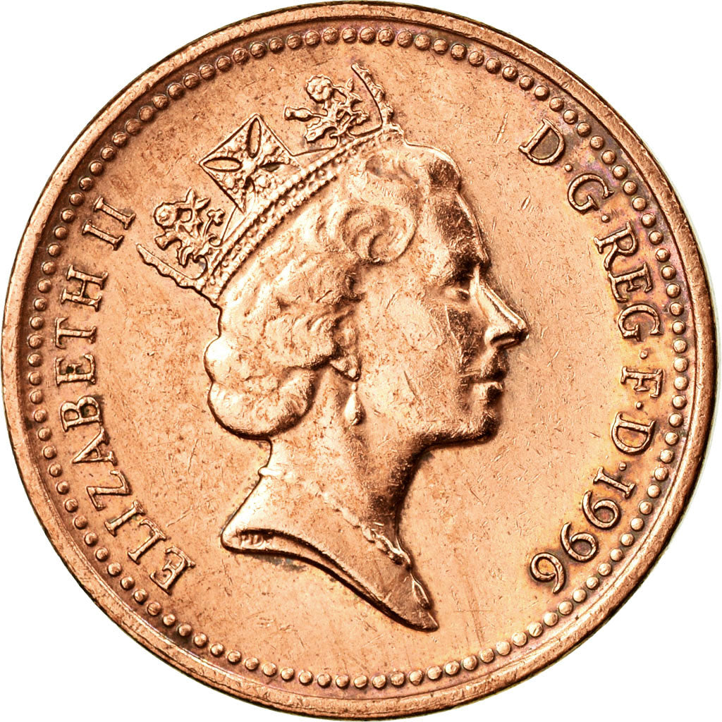 Coin, Great Britain, Elizabeth II, Penny, 1996, AU(50-53), Copper Plated Steel