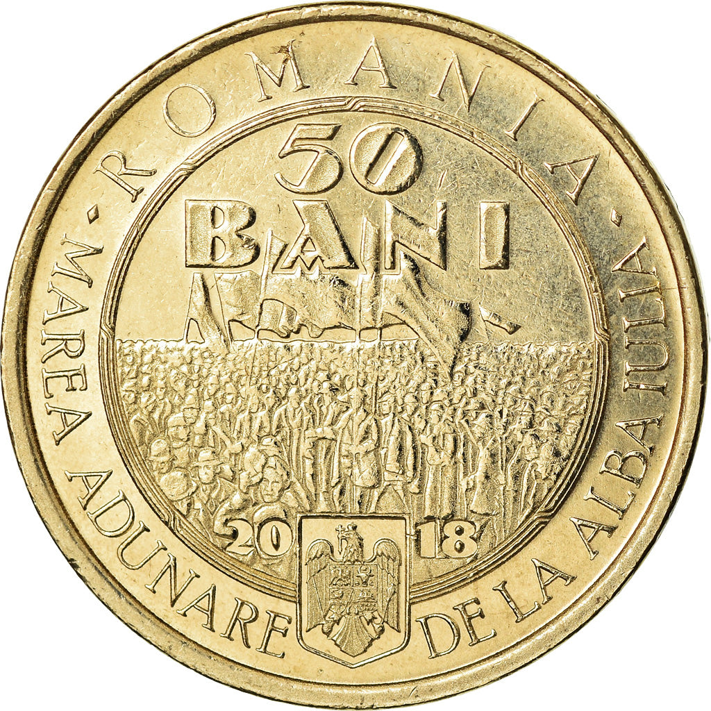 Coin, Romania, 50 Bani, 2018, Grande union, MS(63), Nickel-brass