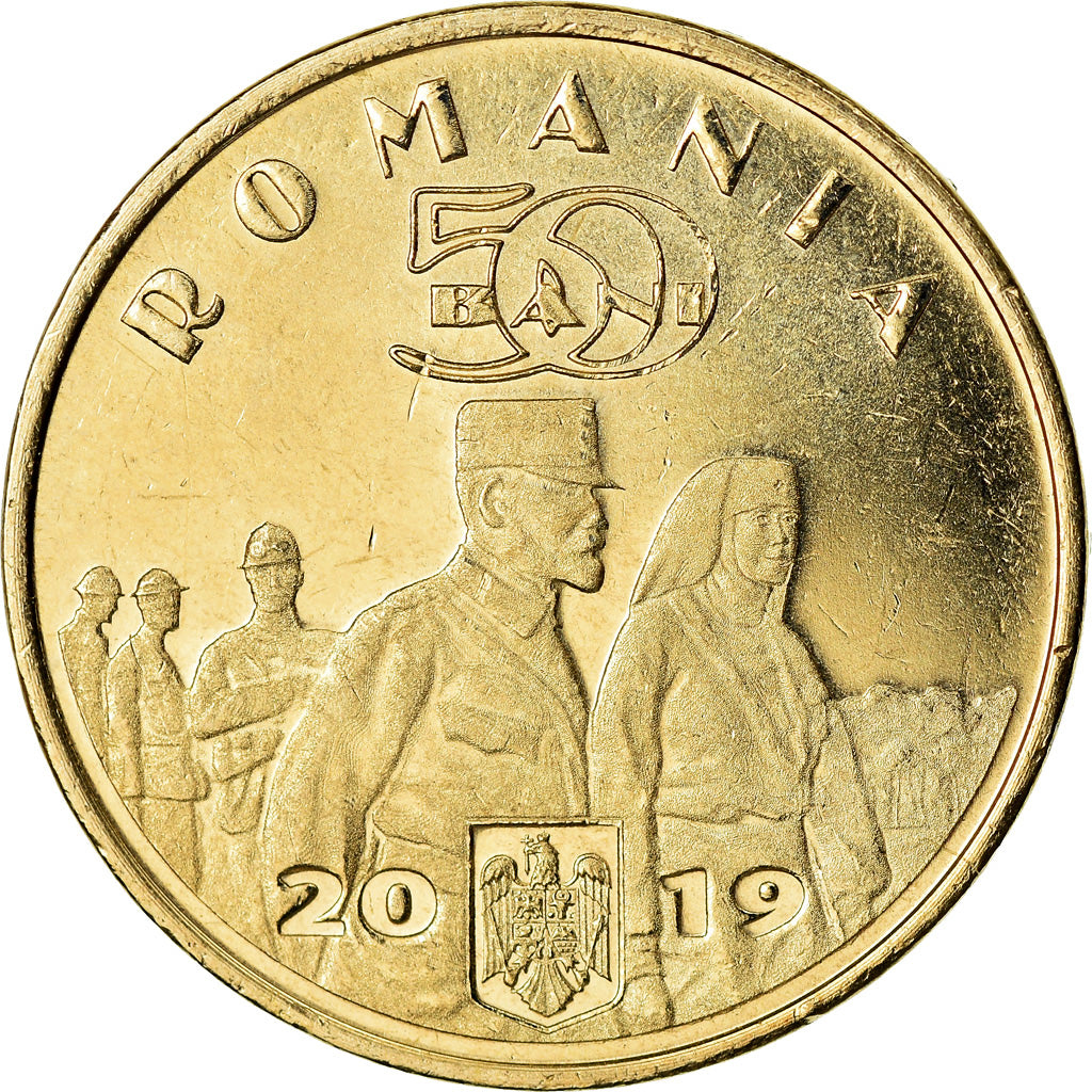 Coin, Romania, 50 Bani, 2019, Reine Maria, MS(63), Nickel-brass