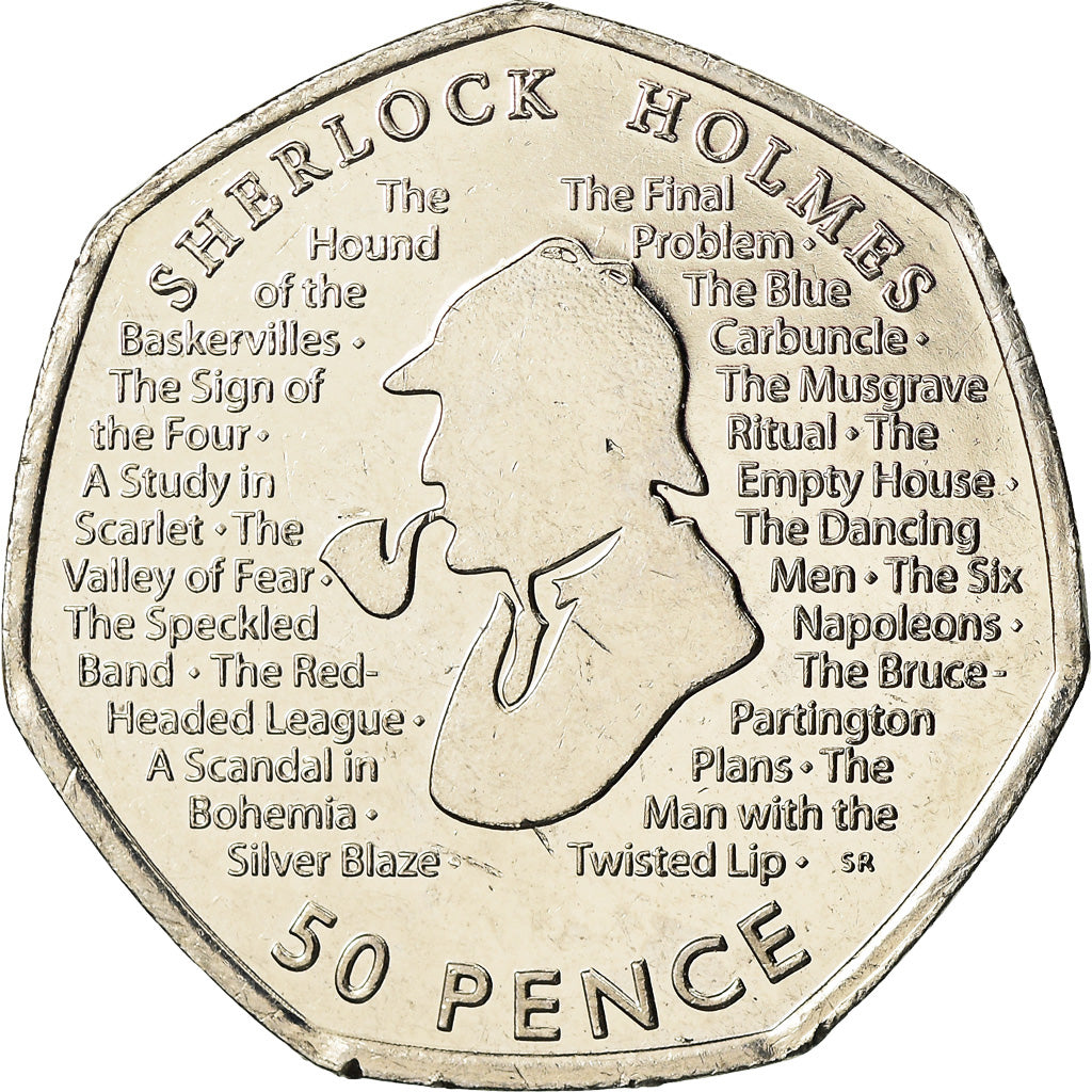 Münze, Großbritannien, 50 Pence, 2019, Sherlock Holmes, UNZ, Cupro-nickel