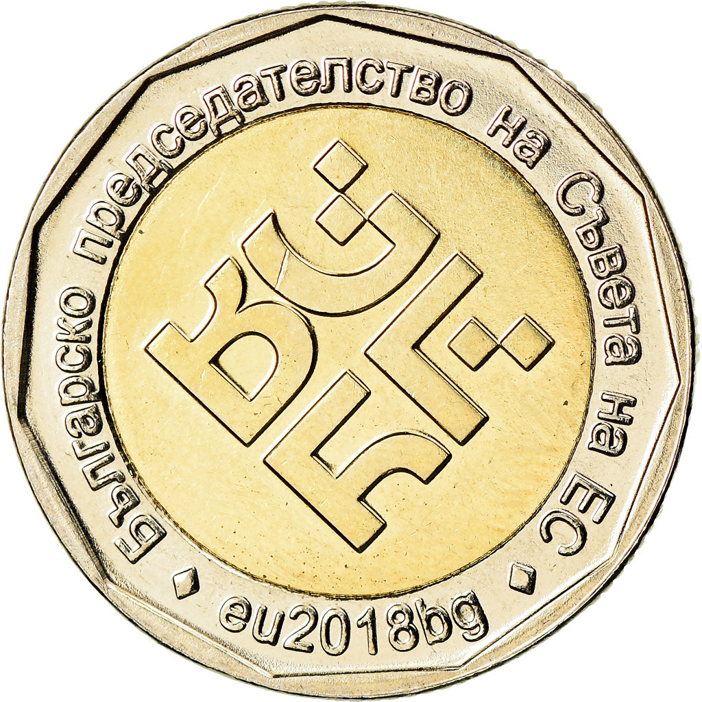 Coin, Bulgaria, 2 Leva, 2018, Présidence de l'Union Européenne, MS(63)