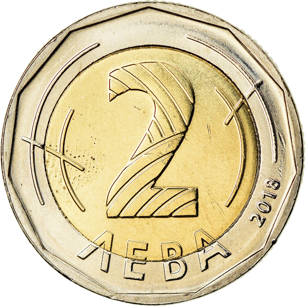 Moneda, Bulgaria, 2 Leva, 2018, Présidence de l'Union Européenne, SC