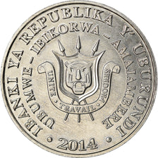 Münze, Burundi, 5 Francs, 2014, Oiseaux - Bec-en-sabot du Nil, UNZ, Aluminium