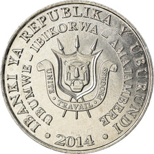 Moneda, Burundi, 5 Francs, 2014, Oiseaux - Bec-en-sabot du Nil, SC, Aluminio