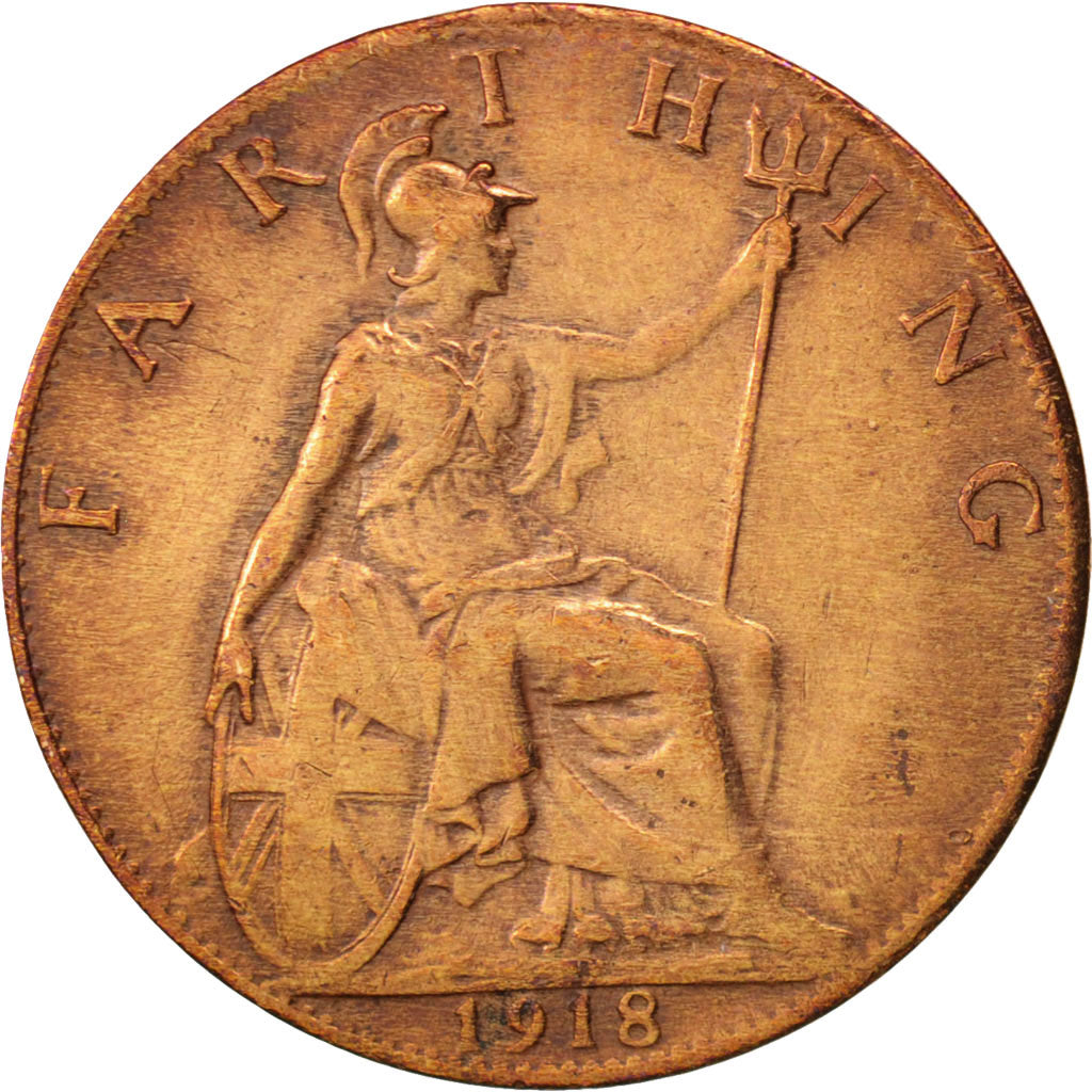 Great Britain, George V, Farthing, 1918, EF(40-45), Bronze, KM:808.1
