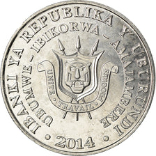 Coin, Burundi, 5 Francs, 2014, Oiseaux - Bec-en-sabot du Nil, MS(63), Aluminum