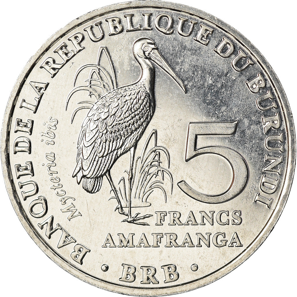 Monnaie, Burundi, 5 Francs, 2014, Oiseaux - Tantale ibis, SPL, Aluminium, KM:27