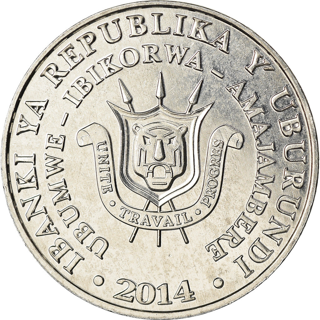 Münze, Burundi, 5 Francs, 2014, Oiseaux - Tantale ibis, UNZ, Aluminium, KM:27