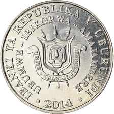 Coin, Burundi, 5 Francs, 2014, Oiseaux - Tantale ibis, MS(63), Aluminum, KM:27