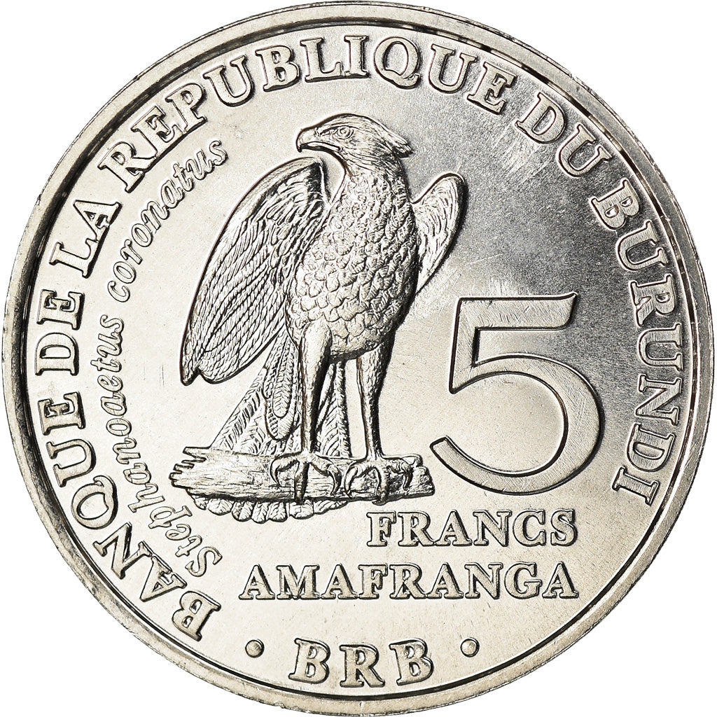 Monnaie, Burundi, 5 Francs, 2014, Oiseaux - Aigle couronné, SPL, Aluminium