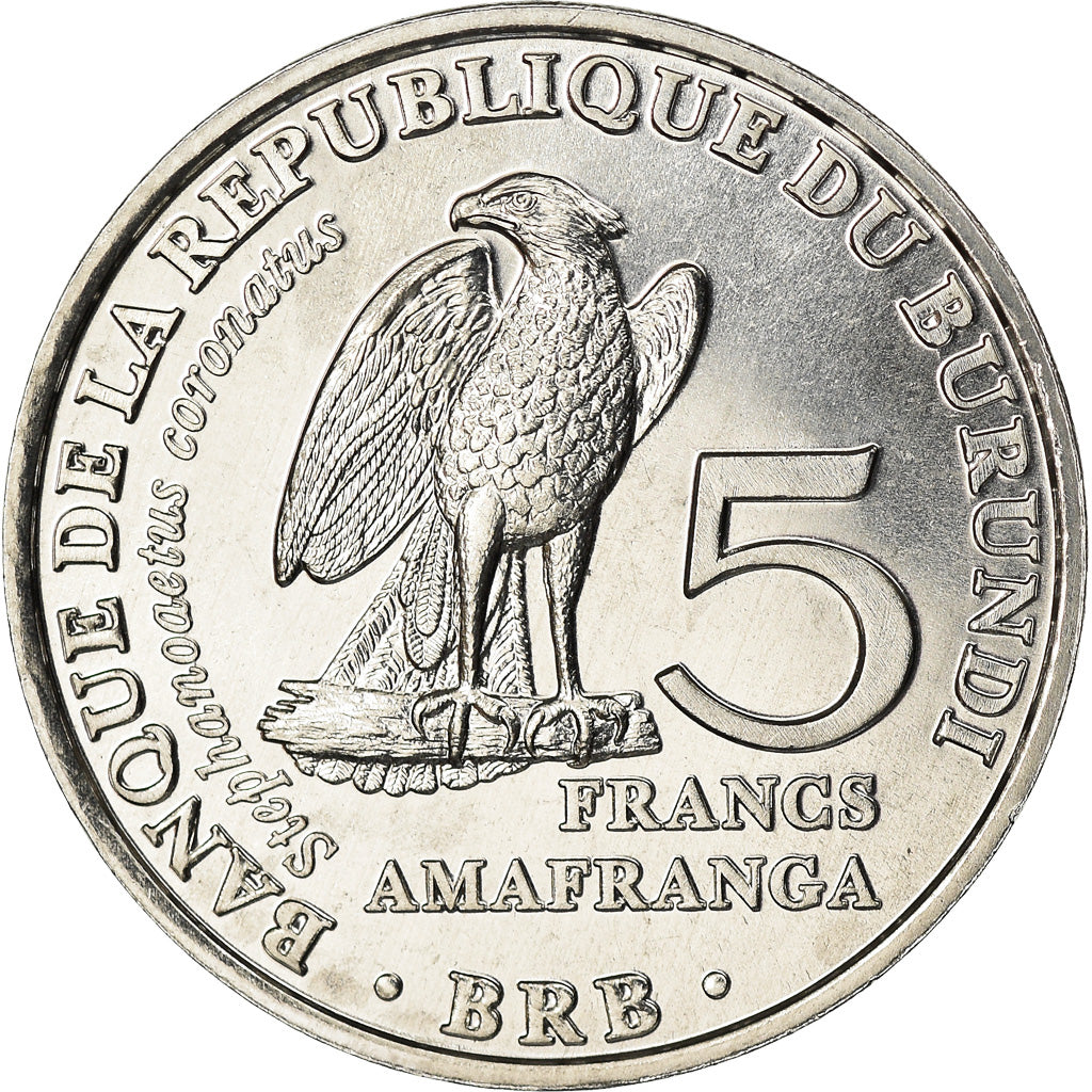 Monnaie, Burundi, 5 Francs, 2014, Oiseaux - Aigle couronné, SPL, Aluminium
