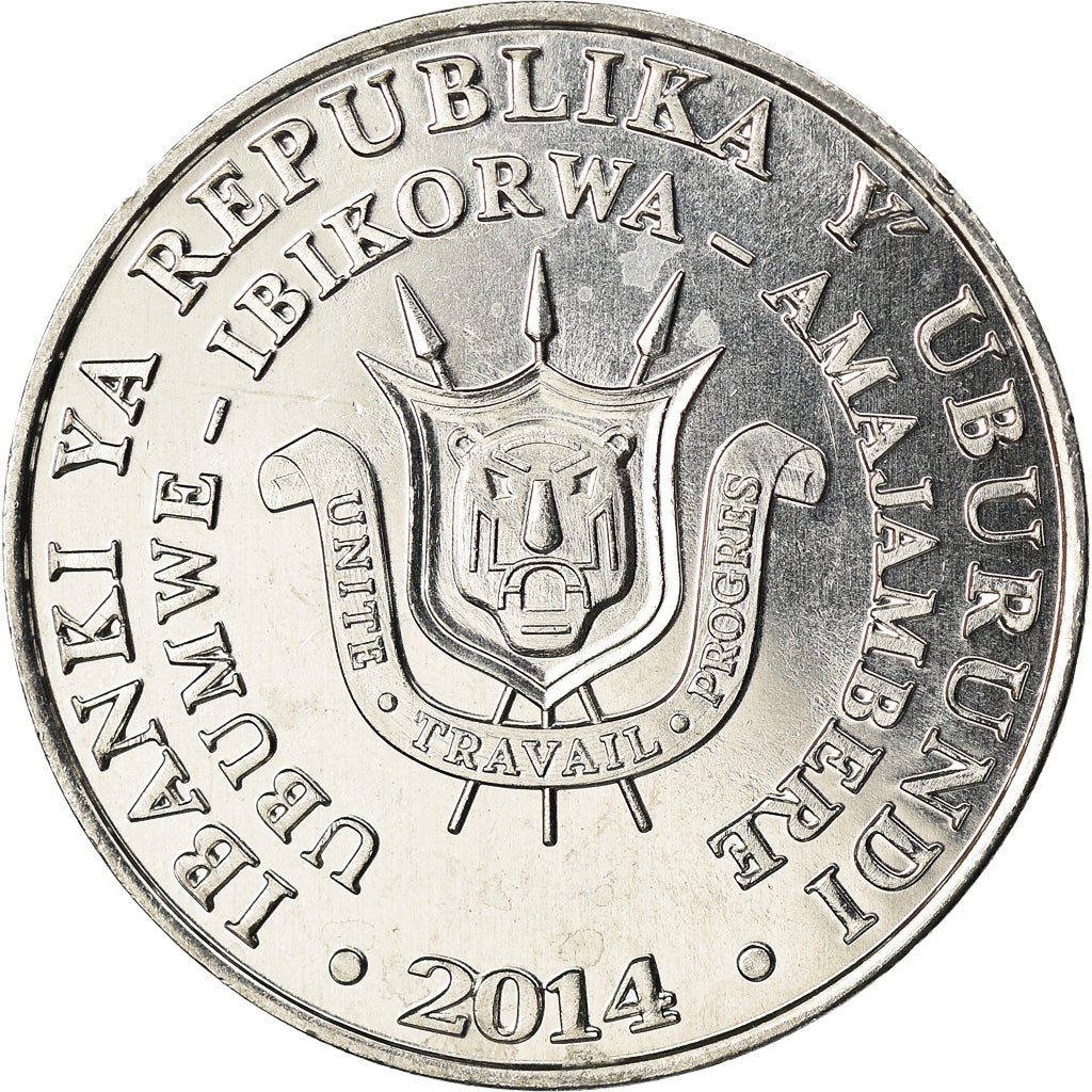 Coin, Burundi, 5 Francs, 2014, Oiseaux - Aigle couronné, MS(63), Aluminum