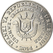 Coin, Burundi, 5 Francs, 2014, Oiseaux - Bucorve du Sud, MS(63), Aluminum, KM:29