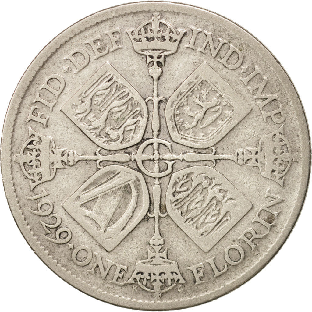Great Britain, George V, Florin, Two Shillings, 1929, VF(30-35), Silver, KM:834