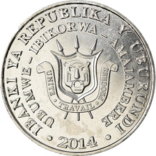 Coin, Burundi, 5 Francs, 2014, Oiseaux - Bucorve du Sud, MS(63), Aluminum, KM:29