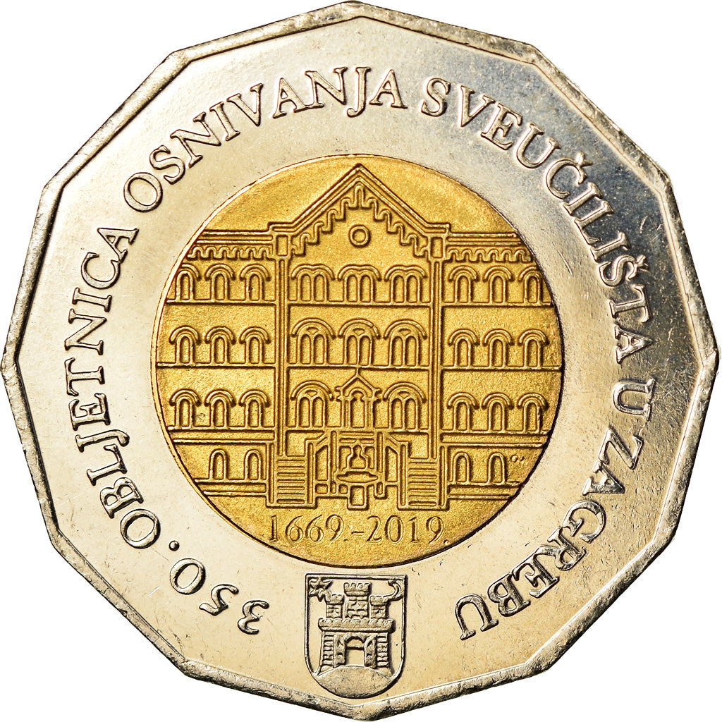 Moneda, Croacia, 25 Kuna, 2019, Université de Zagreb, SC, Bimetálico