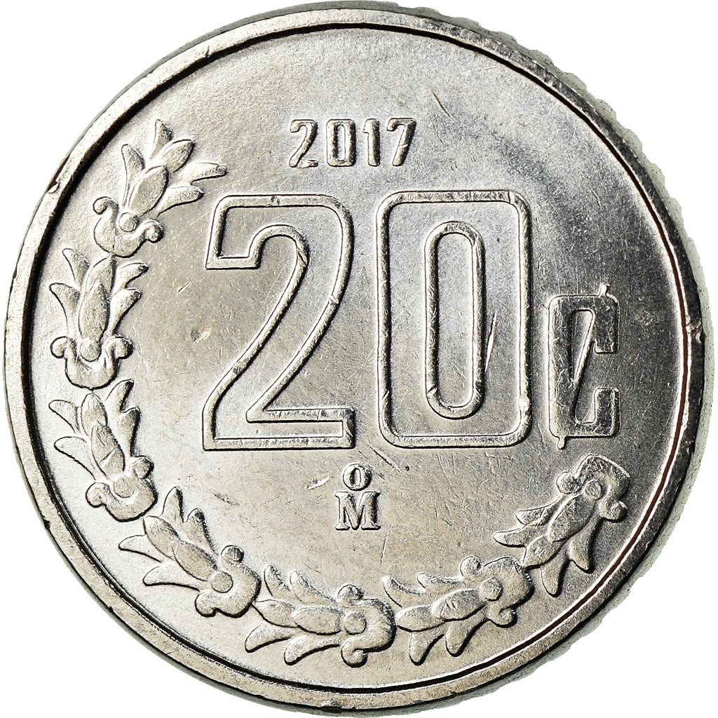 Coin, Mexico, 20 Centavos, 2017, Mexico City, MS(63), Stainless Steel, KM:935