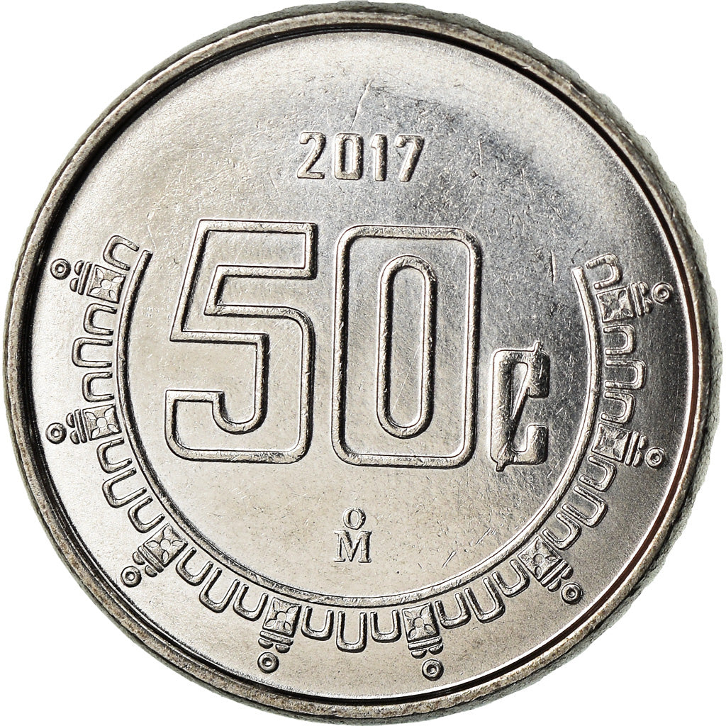 Moneta, Mexico, 50 Centavos, 2017, Mexico City, MS(63), Stal nierdzewna, KM:936