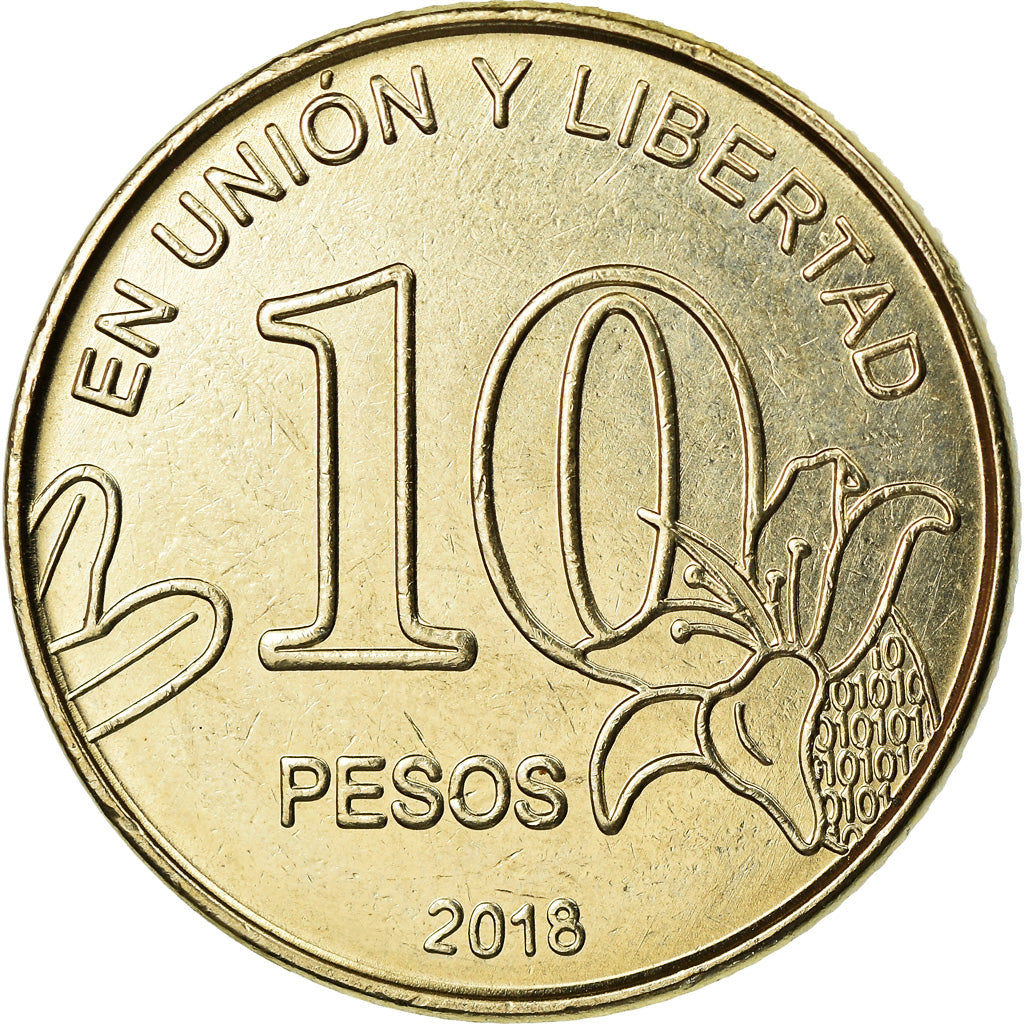 Coin, Argentina, 10 Pesos, 2018, MS(63), Maillechort