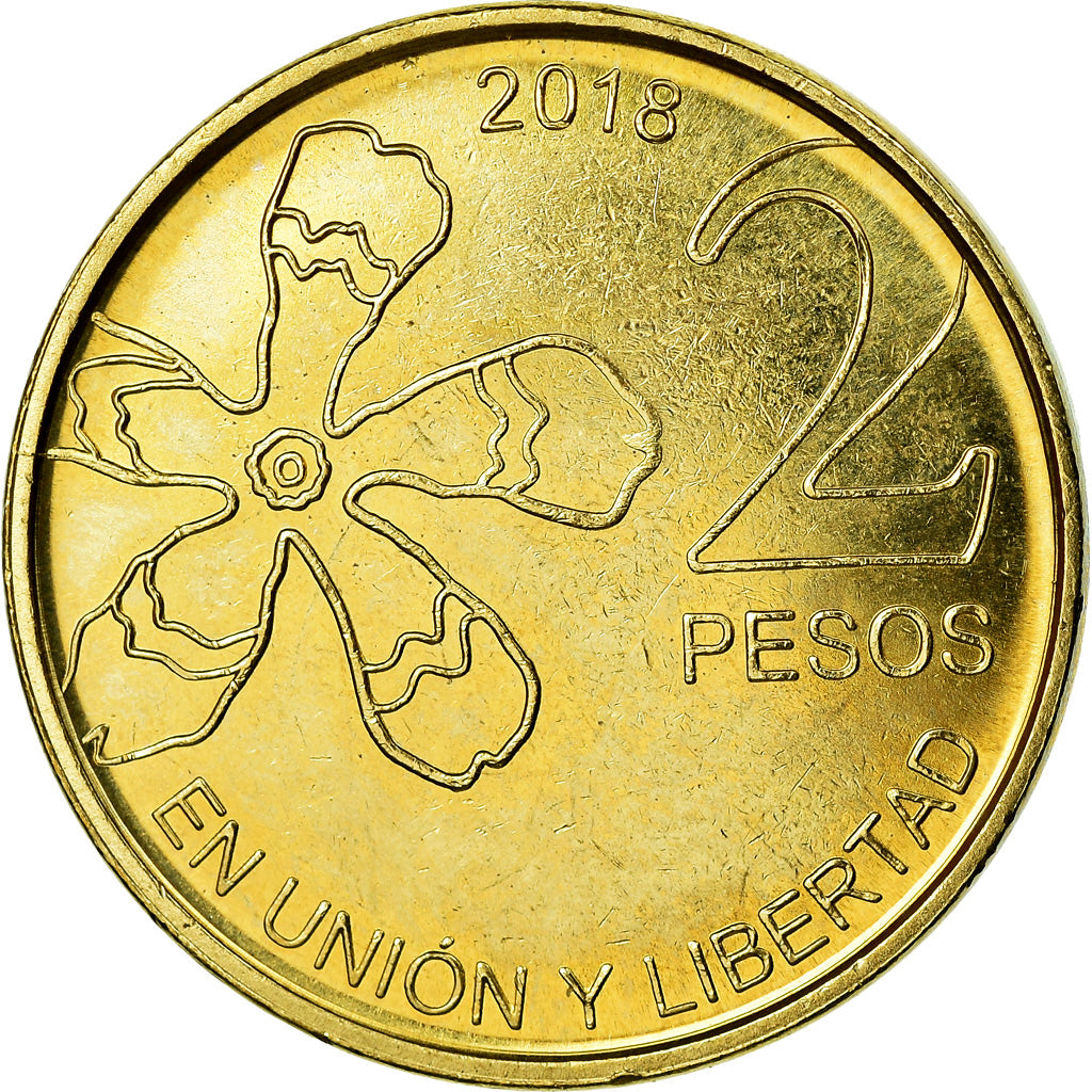 Moneda, Argentina, 2 Pesos, 2018, SC, Latón recubierto de acero