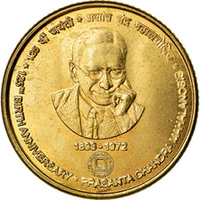 Moeda, Índia, 5 Rupees, 2018, Prassanta Chandra Mahalonobis, MS(63)