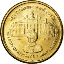 Coin, India, 5 Rupees, 2016, Université de Mysore, MS(63), Nickel-brass