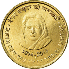 Coin, India, 5 Rupees, 2014, Begum Akhtar, MS(63), Nickel-brass